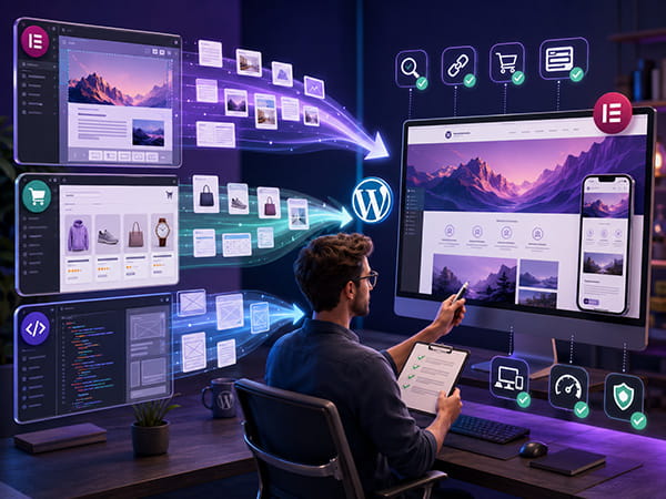 Migrazione a WordPress Elementor Tecnico pianifica il passaggio di un sito a WordPress con Elementor
