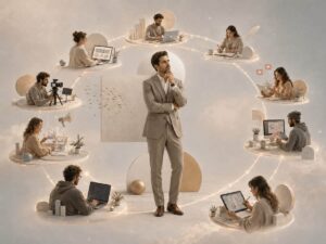 Professionista che valuta diverse figure digitali per scegliere l’esperto più adatto al proprio progetto online